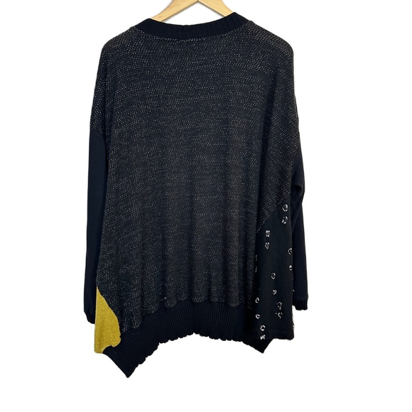 ALEMBIKA Black Trapeze Blouse Tunic Oversized Lagenlook‎ Mix Print Women’s Large - Picture 2 of 5